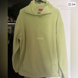 Supreme Men's Light Green Zip-Up Sweater